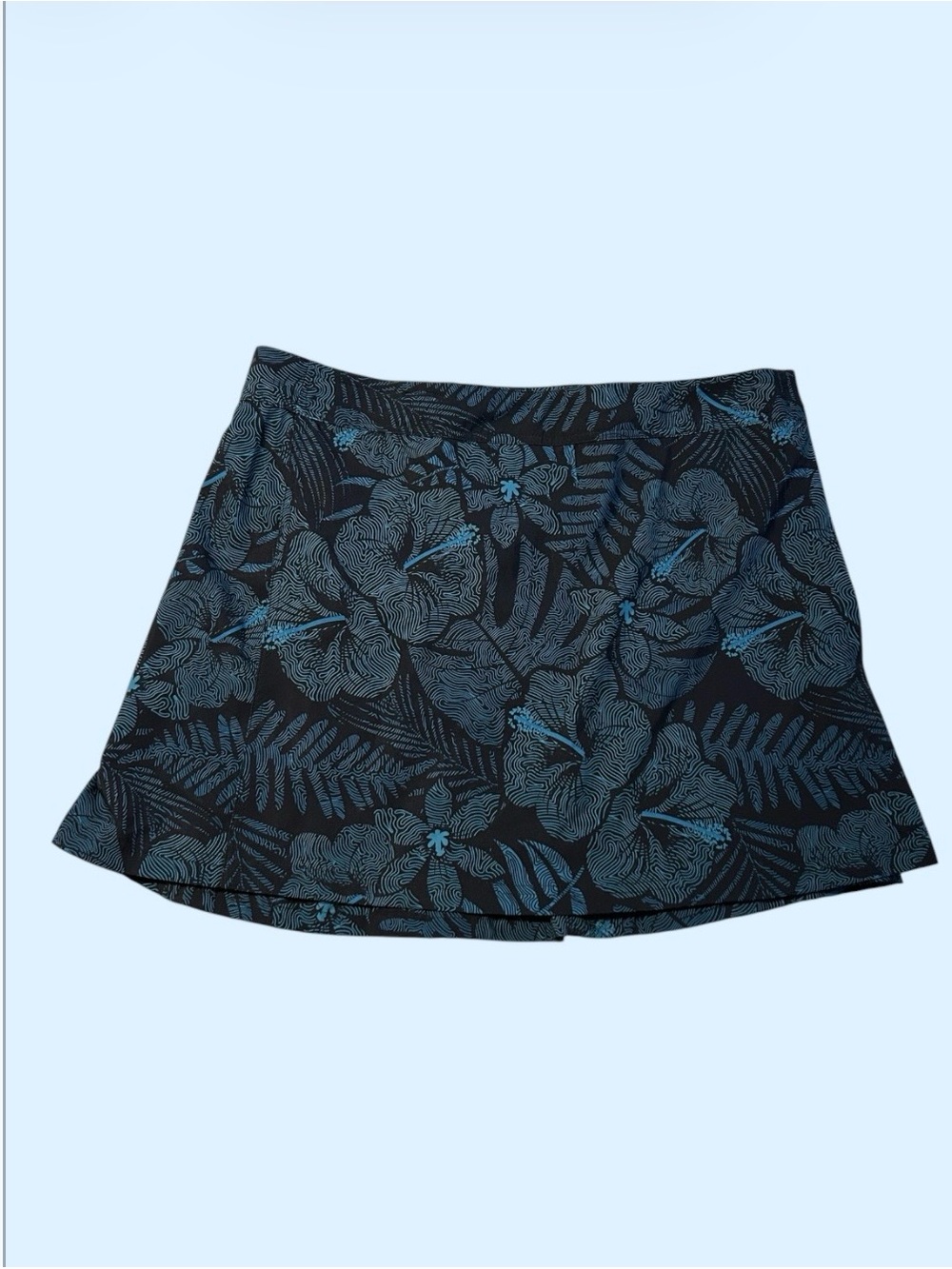 RipSkirt Hawaii L Black Blue Hibiscus Floral Wrap Skort Quick Dry Athletic L